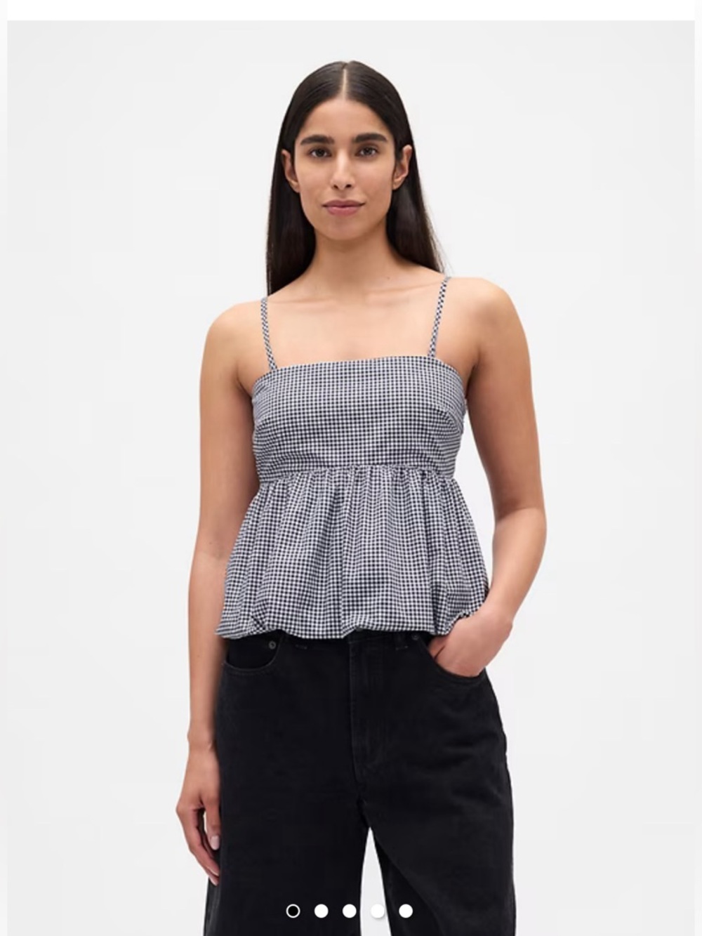 GAP Navy Gingham Poplin Bubble Cami